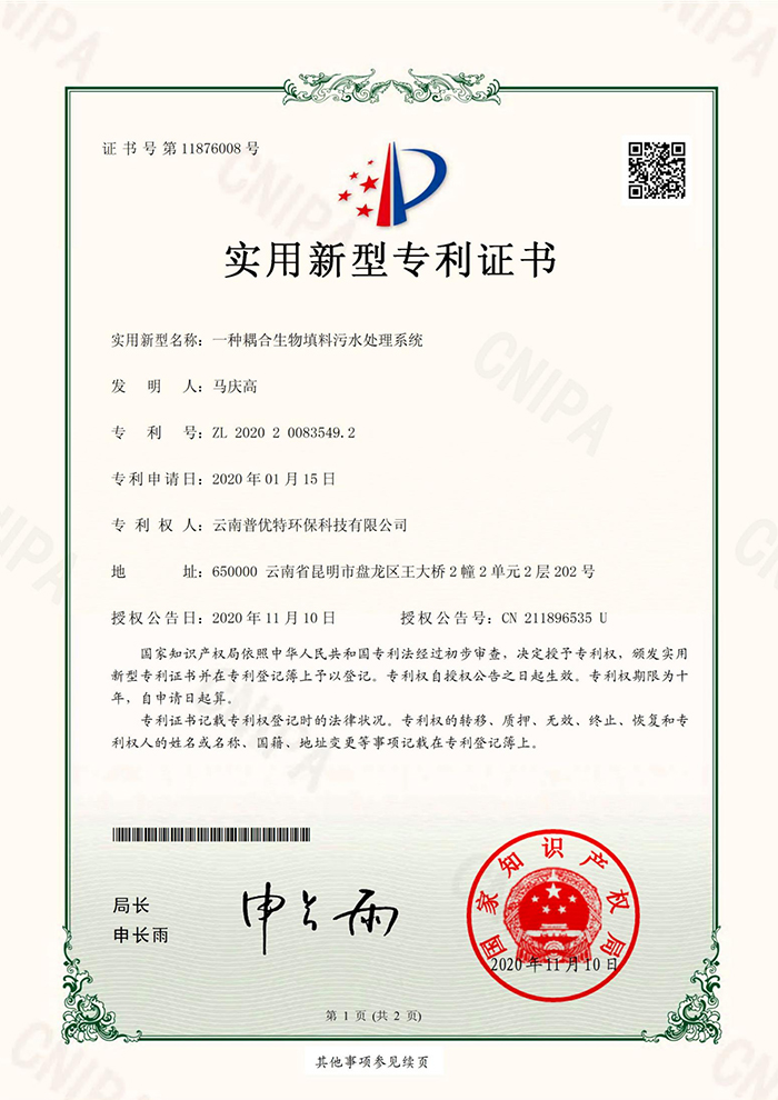 一种耦合生物填料污水处理系统